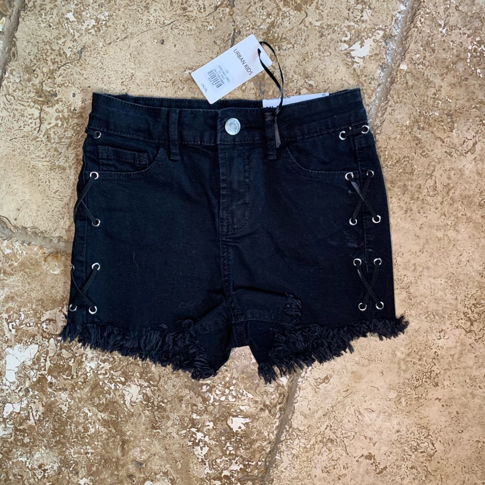 Black high-rise shorts with crosses on side BNWT